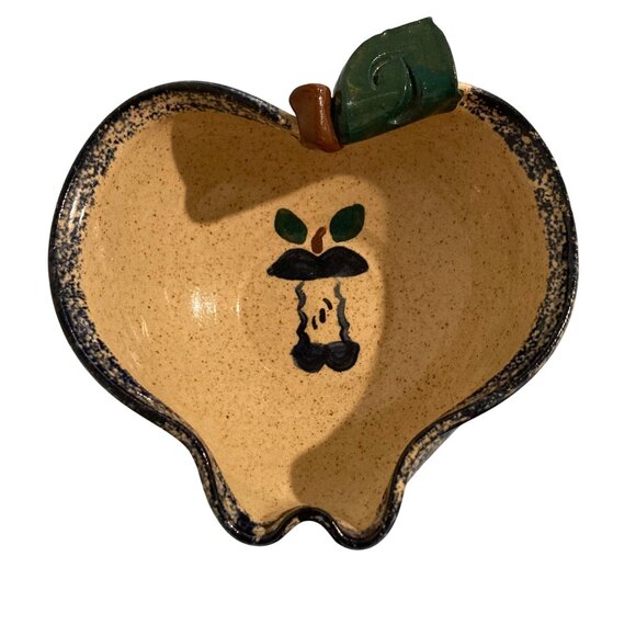 Vintage 1991 Three Rivers Pottery Spongeware Apple Bowl - Picture 1 of 9